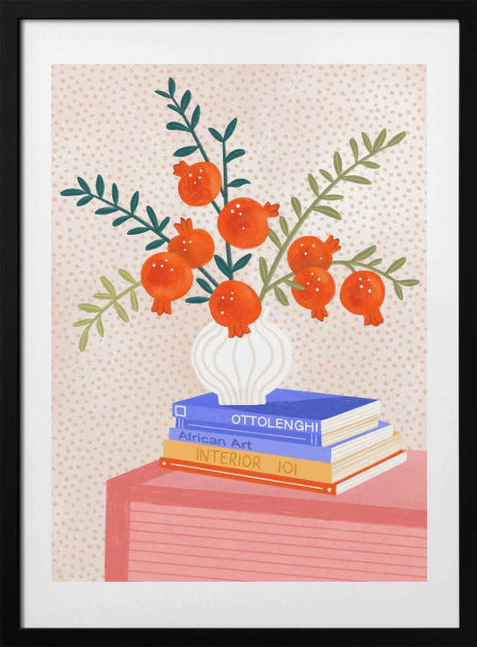 Cozy Tabletop Pomegranates - Art Print by Bea Müller