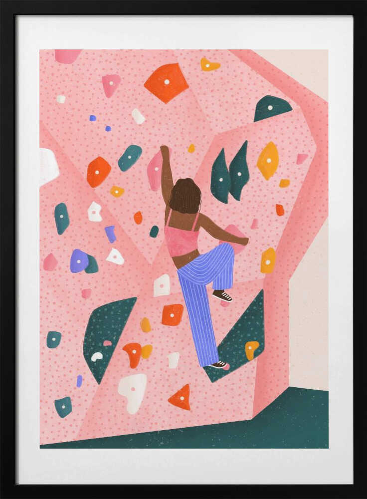 Dynamic Pink Wall Climb - Art Print by Bea Müller