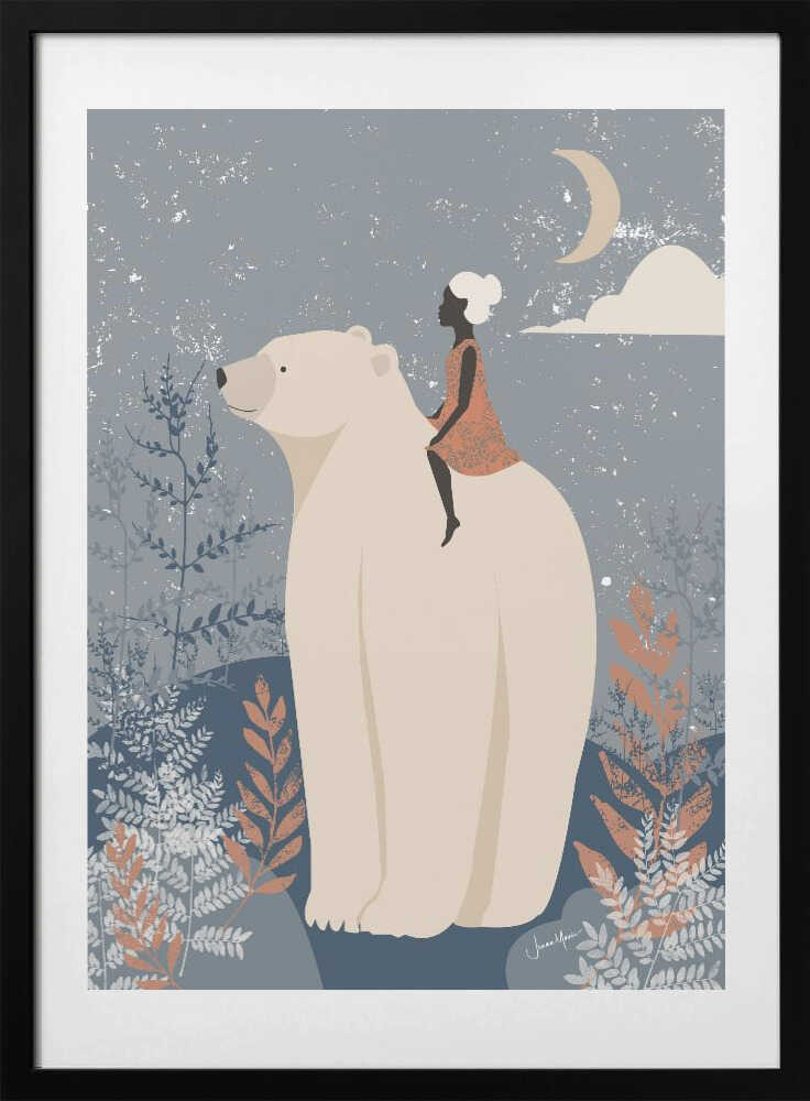 Moonlit Bear Journey - Art Print by Jemma Morris