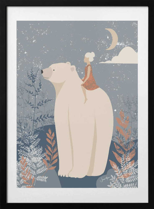 Dreamy Polar Bear Ride - Art Print by Jemma Morris