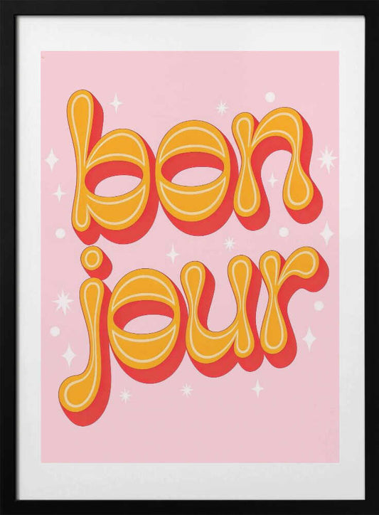Groovy Bonjour Greeting - Art Print by Melloi Art Prints