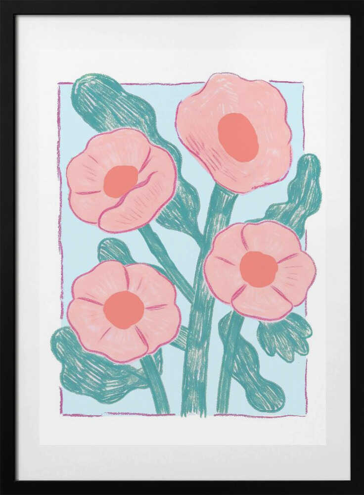 Pink Garden Blooms - Art Print by Melloi Art Prints