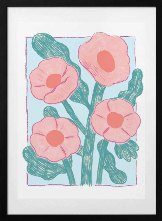 Pink Garden Blooms - Art Print by Melloi Art Prints