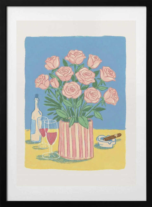 Pink Roses Evening - Art Print by Melloi Art Prints