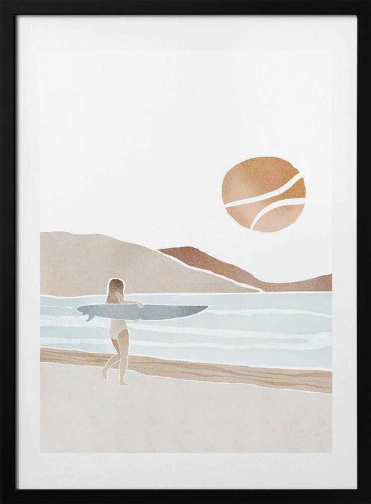 Surfer Beach Sunset - Art Print by Melloi Art Prints