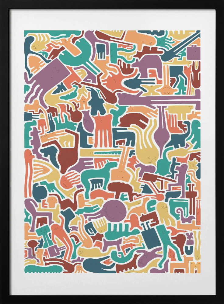 Lively Abstract Figures - Art Print by Matthew Griffiths