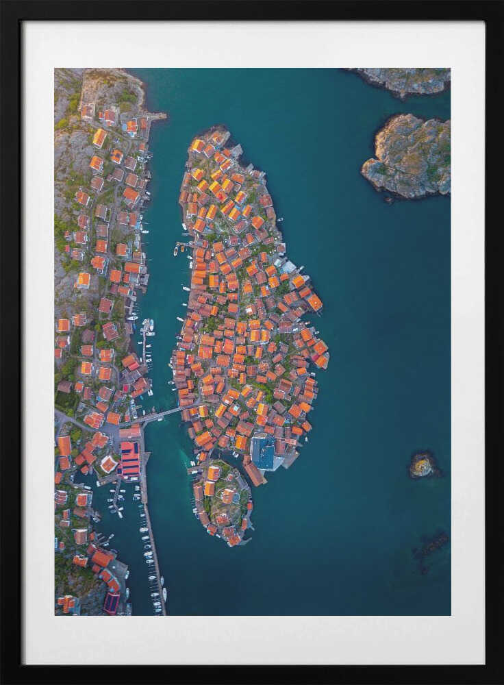 Vibrant Coastal Village - Art Print by Julien Pröpper