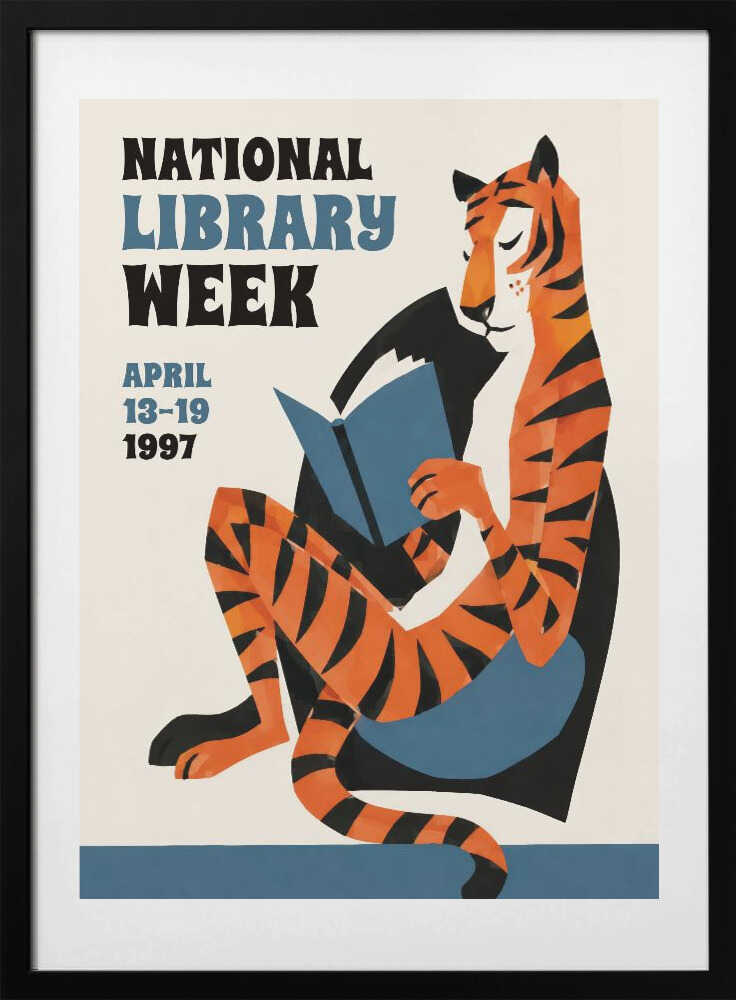 Relaxed Reading Tiger - Art Print by Patryk Krygowski