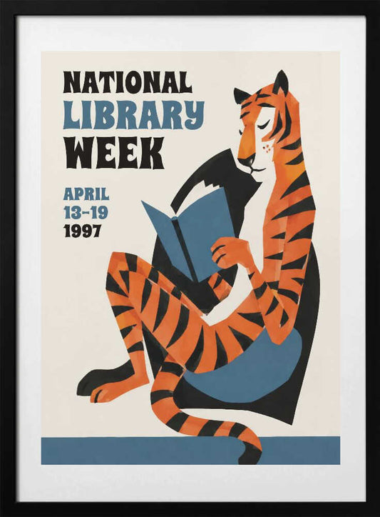Relaxed Reading Tiger - Art Print by Patryk Krygowski