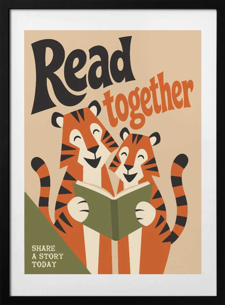 Tigers Reading Together - Art Print by Patryk Krygowski