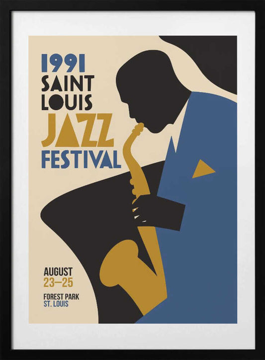 Jazz Saxophonist Silhouette - Art Print by Patryk Krygowski