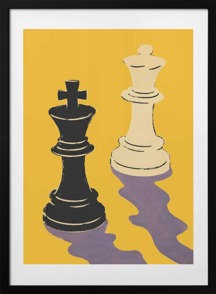 Chess King and Queen Shadows - Art Print by Patryk Krygowski