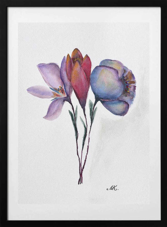Colorful Watercolor Blooms - Art Print by Marina Kozyr
