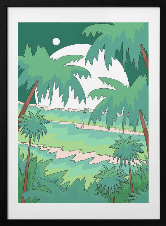 Tropical Moonlit Beach - Art Print by Stephen Wade