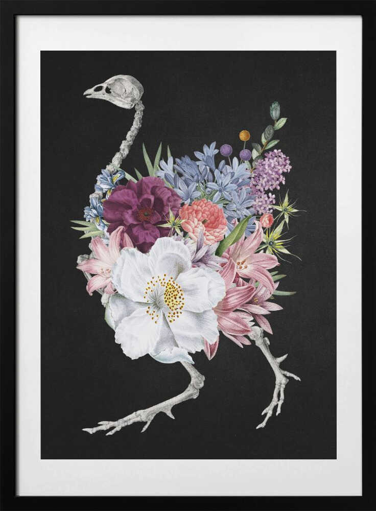 Blooming Skeleton Bird - Art Print by Marja van den Hurk