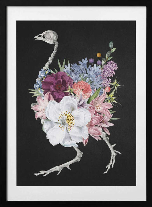 Blooming Skeleton Bird - Art Print by Marja van den Hurk