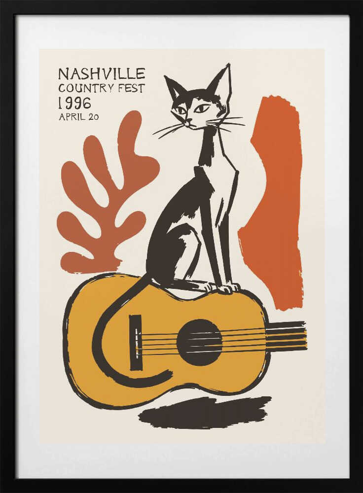 Country Cat Guitar - Art Print by Patryk Krygowski