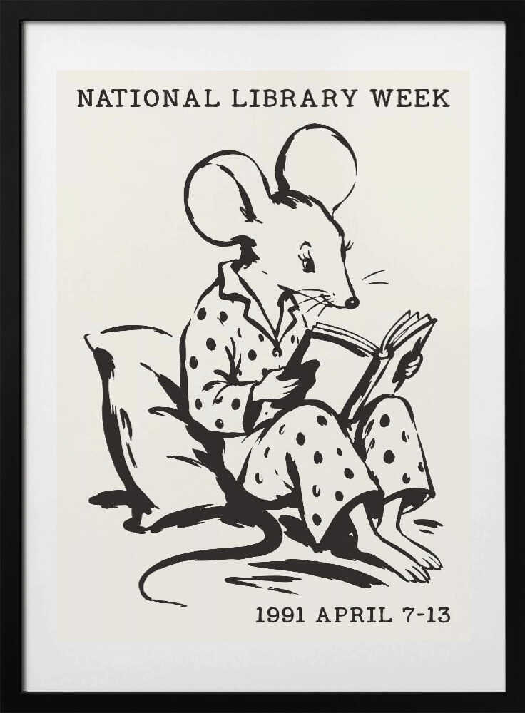 Mouse Reading In Pajamas - Art Print by Patryk Krygowski