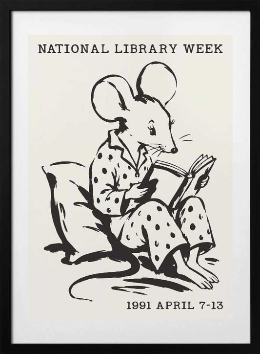 Mouse Reading In Pajamas - Art Print by Patryk Krygowski