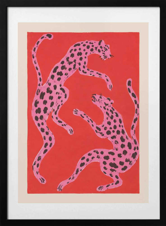 Pink Leopards Play - Art Print by Patryk Krygowski