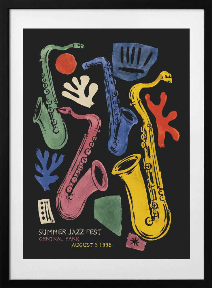 Colorful Jazz Saxophones - Art Print by Patryk Krygowski