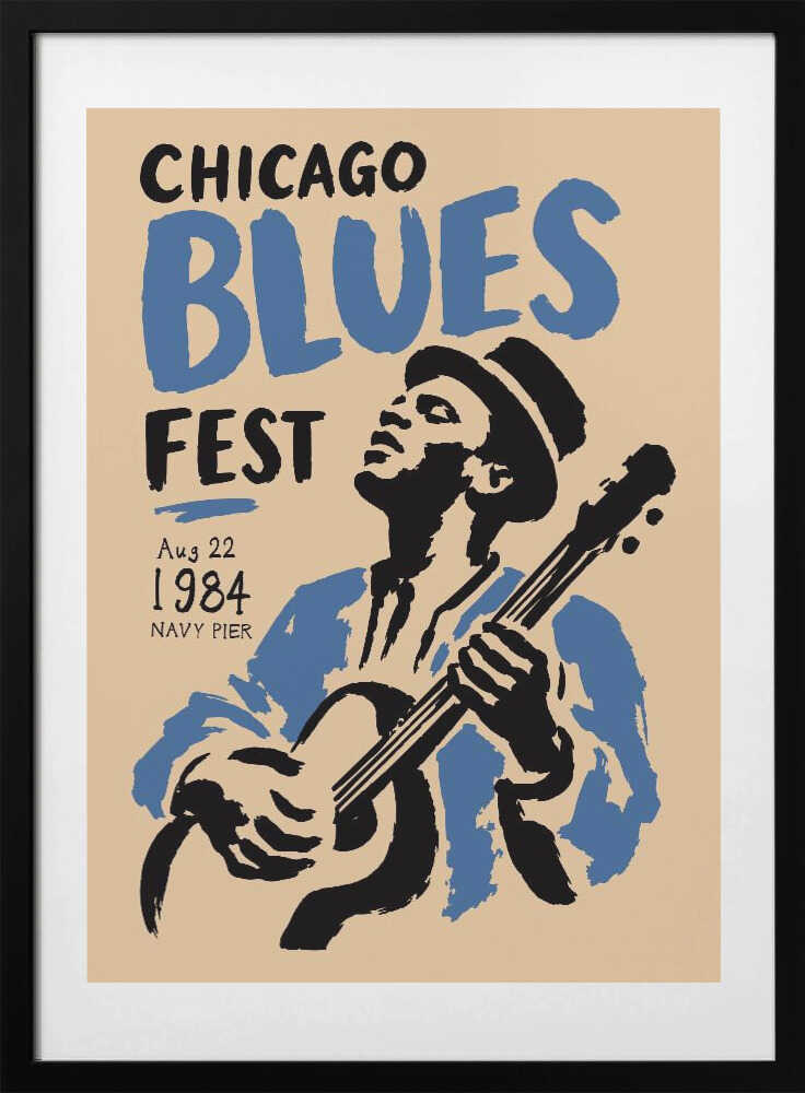 Chicago Blues Guitarist 1984 - Art Print by Patryk Krygowski