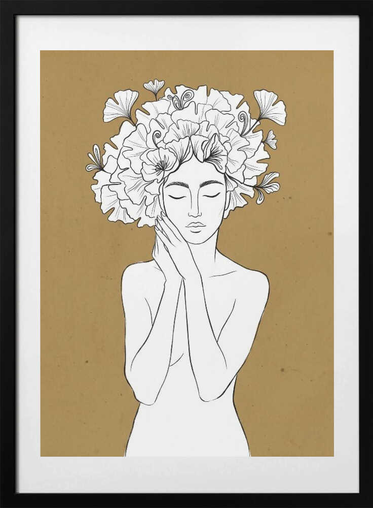 Serene Botanical Woman - Art Print by Sander van Laar