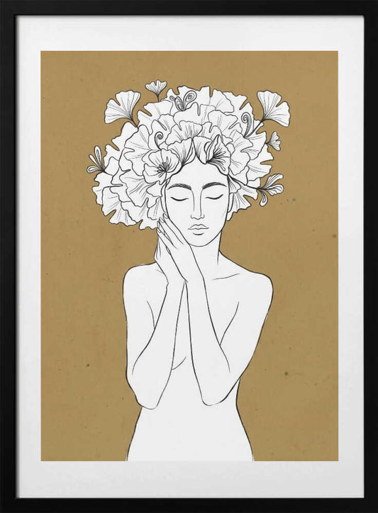 Serene Botanical Woman - Art Print by Sander van Laar