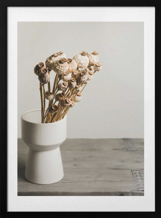 Natural Poppy Pods Vase - Art Print by Mayra Pama