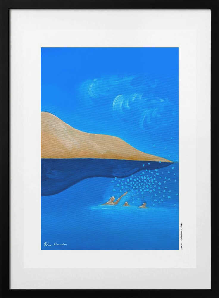 Swimmers Reaching Light - Art Print by Alex Nereuta