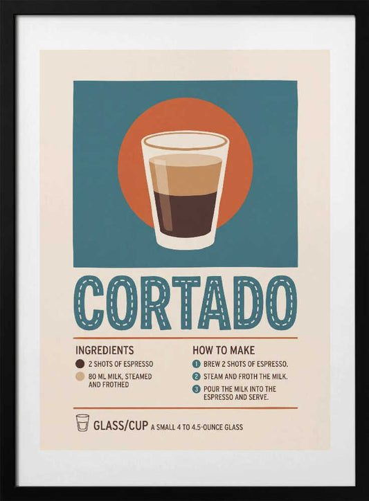 Cortado Coffee Recipe - Art Print by Andreas Magnusson