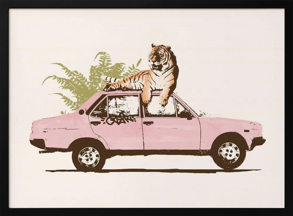 Tiger On Car - Art Print by Florent Bodart