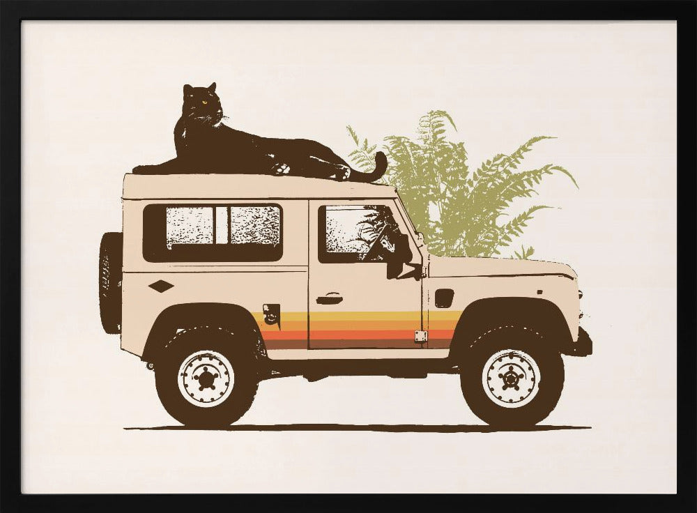 Black Panther On Car - Art Print by Florent Bodart