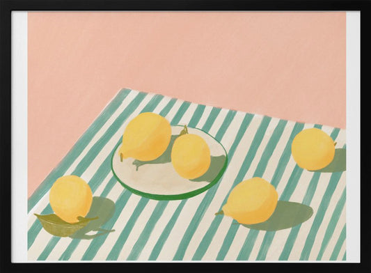 Lemons and stripes - Art Print by Jenny Liz Rome