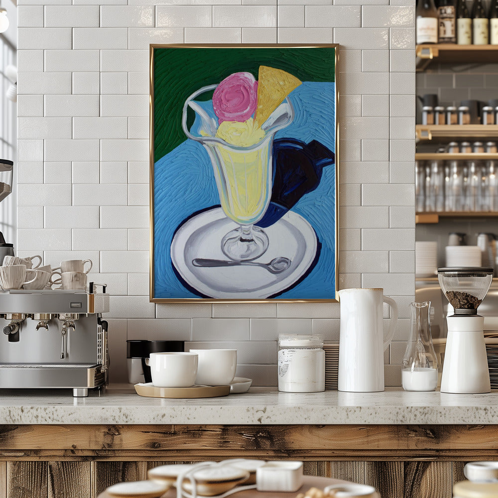 Raspberry and Vanilla Ice Cream - Art Print by Alice Straker