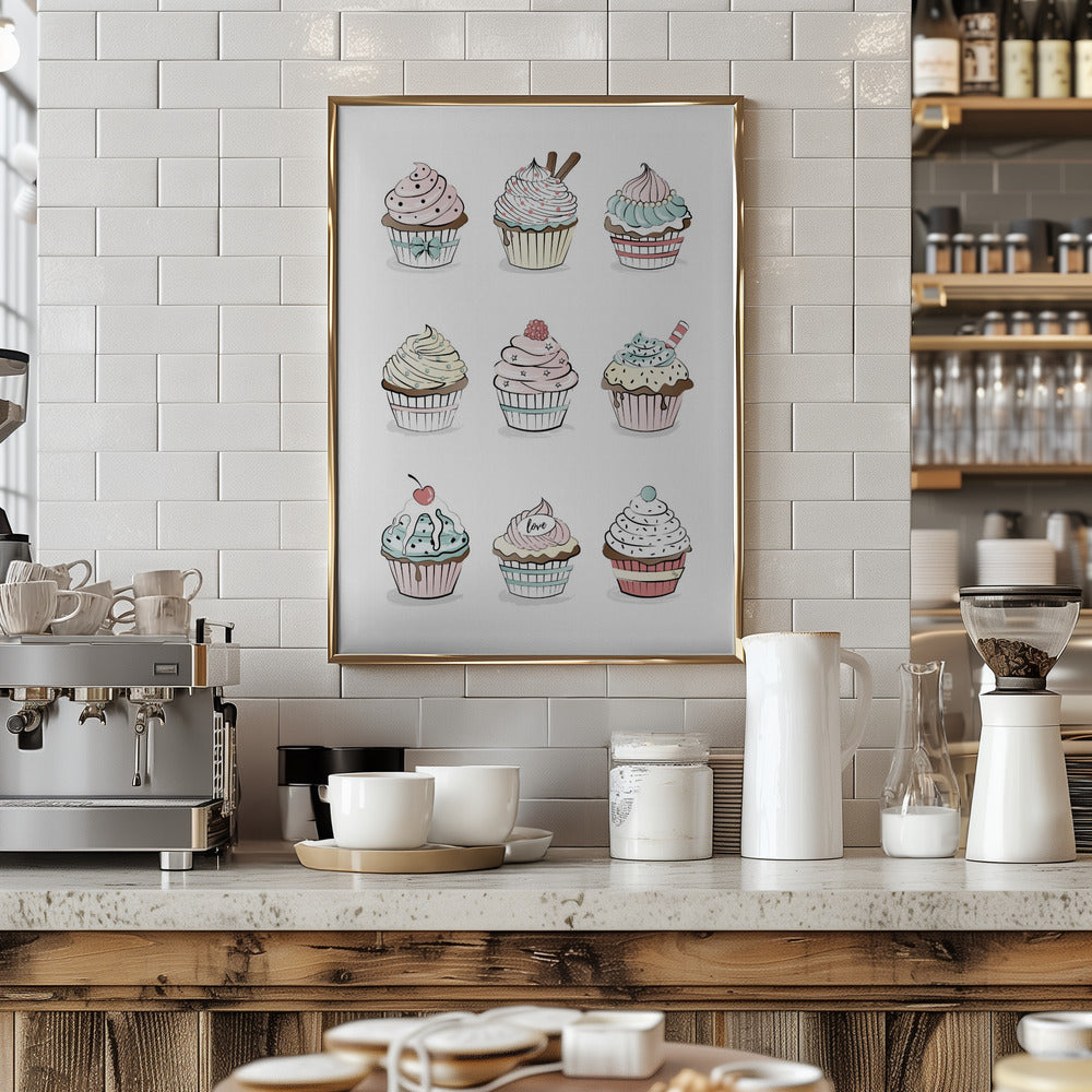 Sweet Cupcake Medley - Art Print by Martina