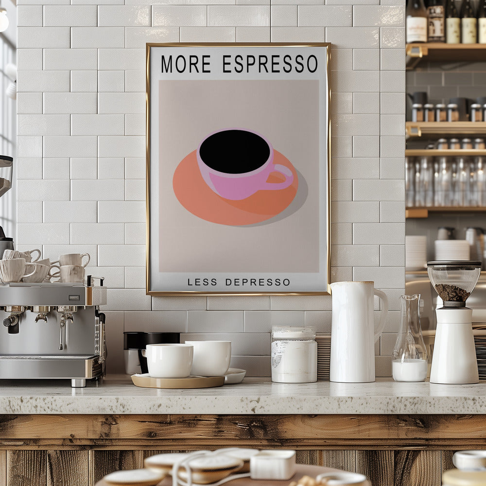 More Espresso Less Depresso - Art Print by ByKammille