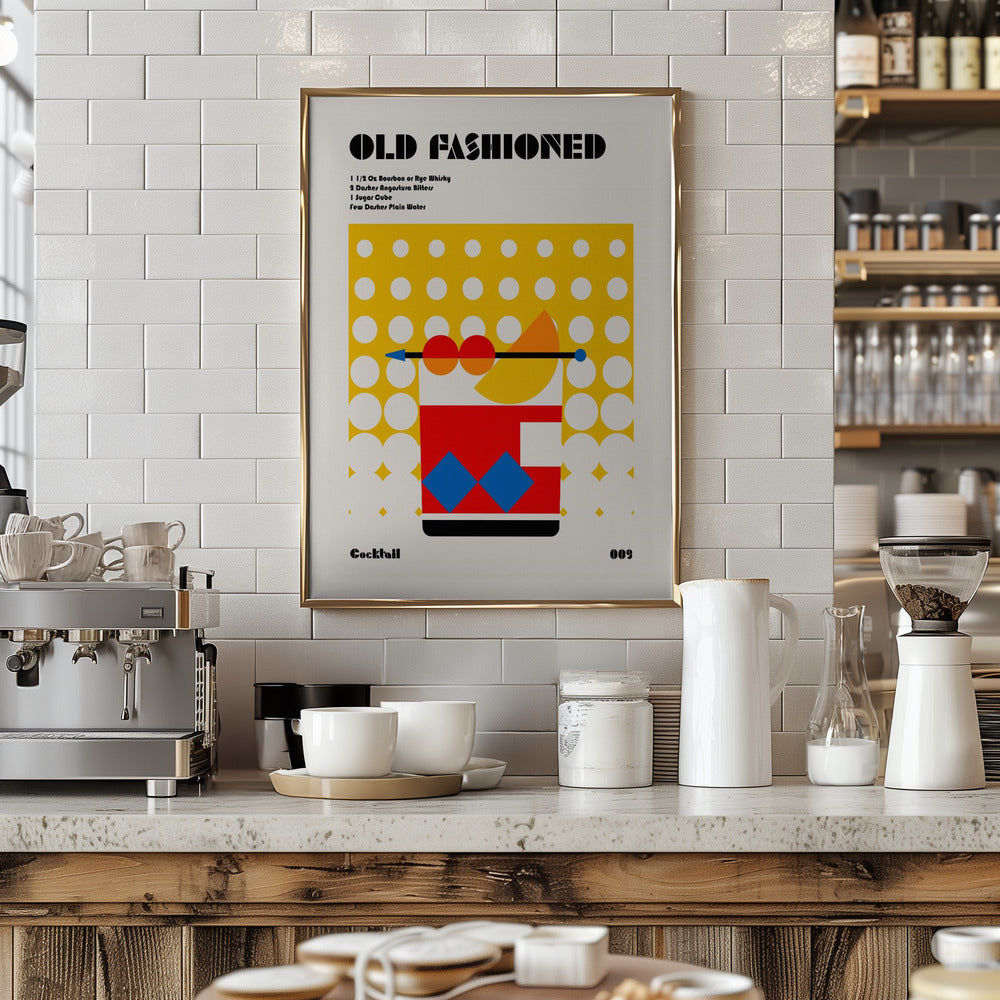 Old Fashioned Bauhaus Cocktail - Art Print by Retrodrome