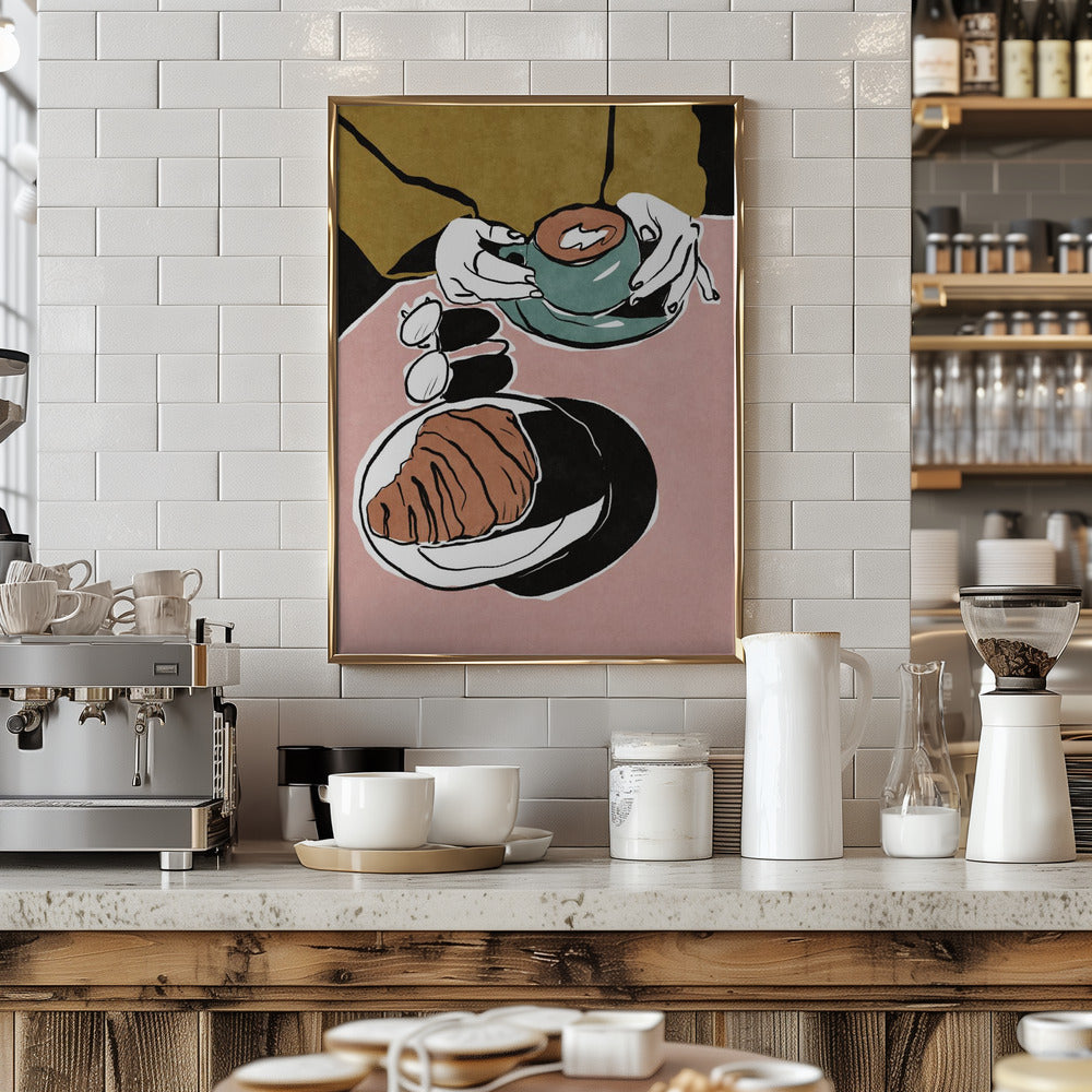 Croissant et café au lait - Art Print by Raissa Oltmanns
