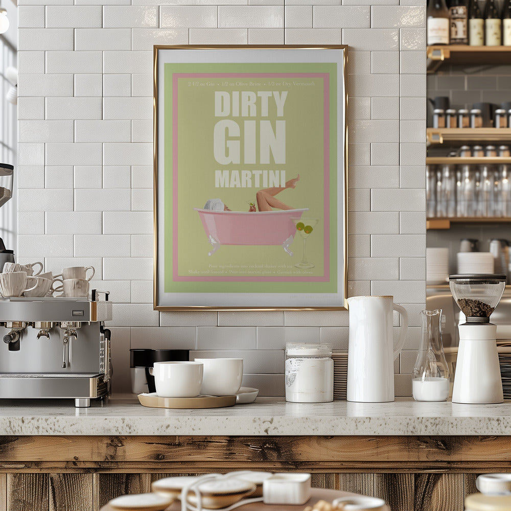 Jlr Cocktails- Dirty Gin Martini - Art Print by Jenny Liz Rome