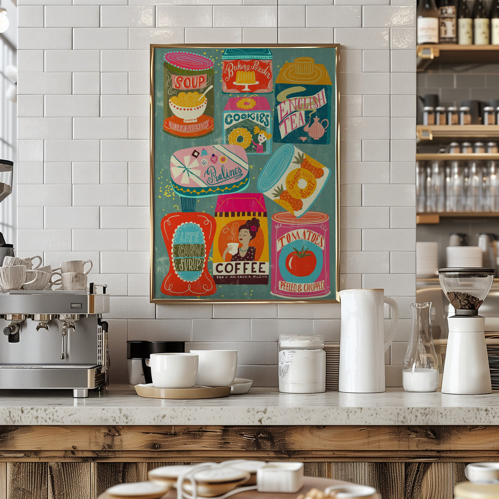Colorful Pantry Turquoise - Art Print by uta krogmann