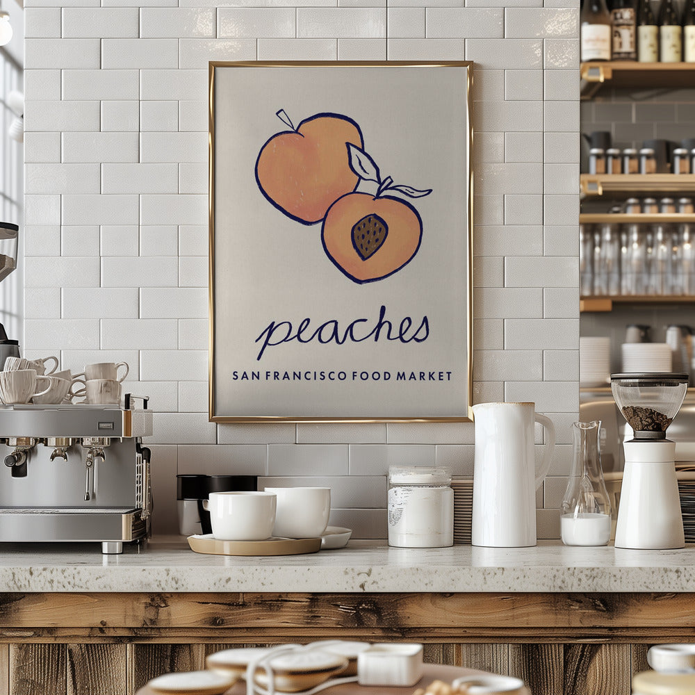 Food Art - Peaches San Francisco Food Market - Art Print by Dirkie Nell