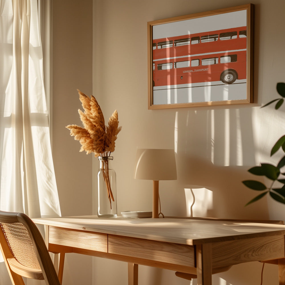 Red English Bus - Art Print by Florent Bodart