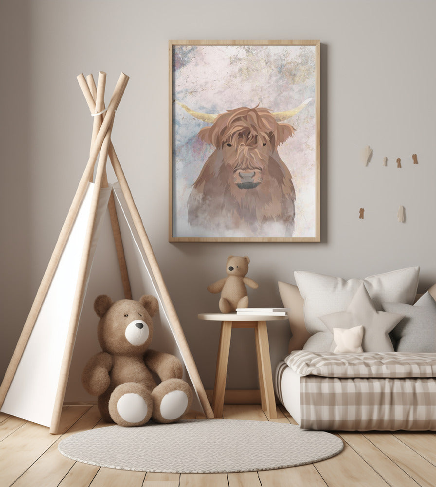 Highlands Cow Gold and Marble - Art Print by Sarah Manovski