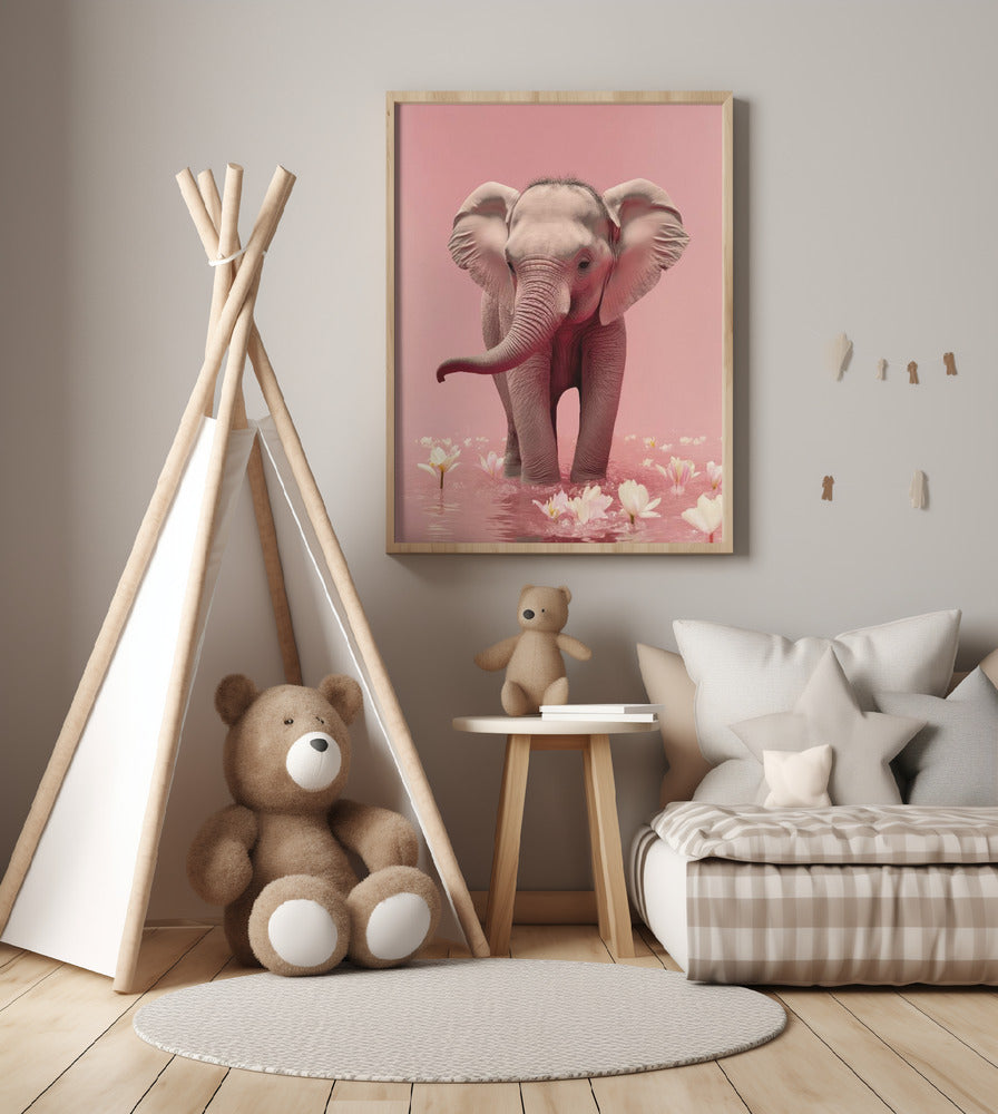 Elephant in Blossoms - Art Print by Treechild