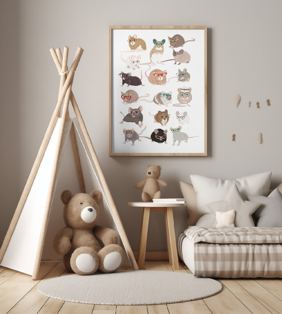 Mice In Glasses - Art Print by Hanna Melin