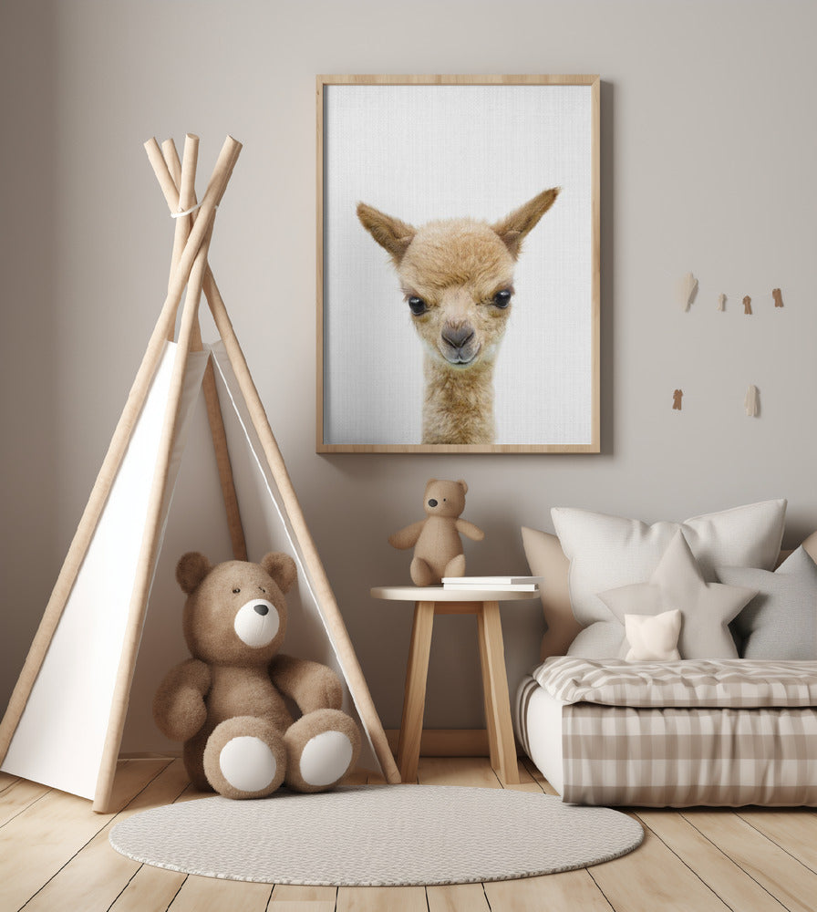 Peekaboo Baby Llama - Art Print by Lola Peacock
