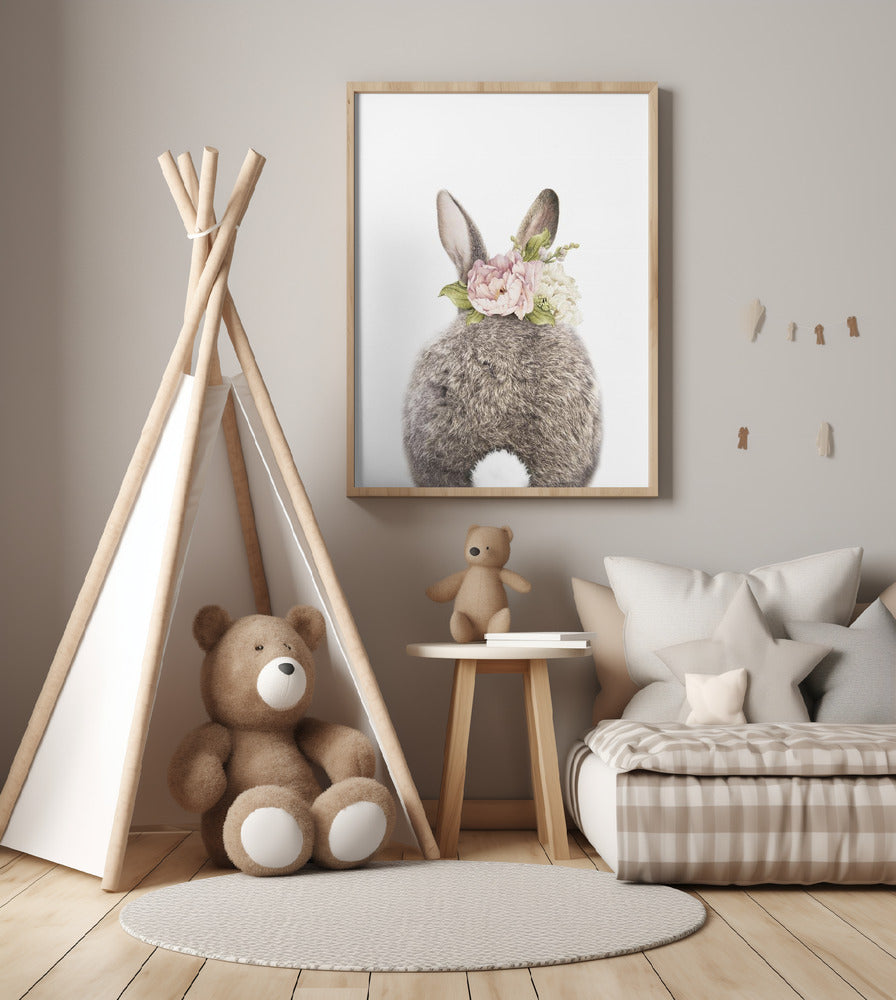 Floral Bunny Back - Art Print by Lola Peacock