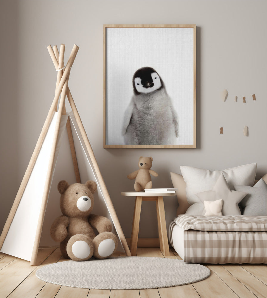 Peekaboo Baby Penguin - Art Print by Lola Peacock