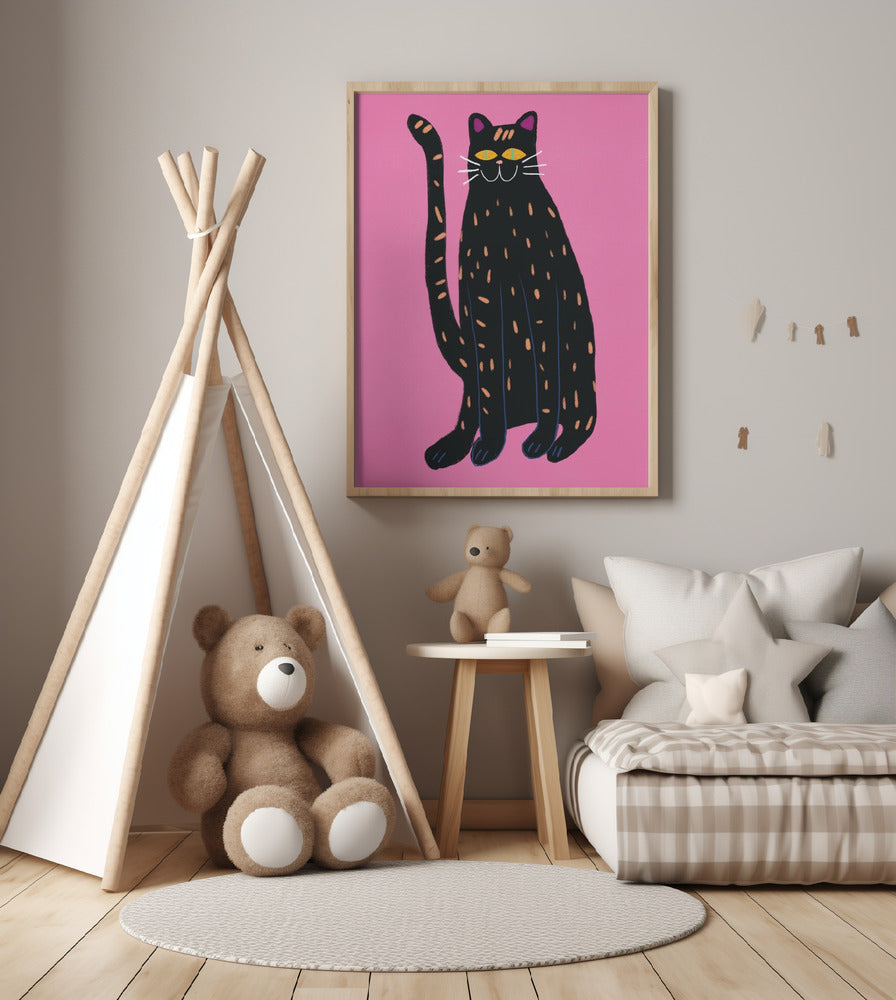 portrays a playful cat - Art Print by Little Dean